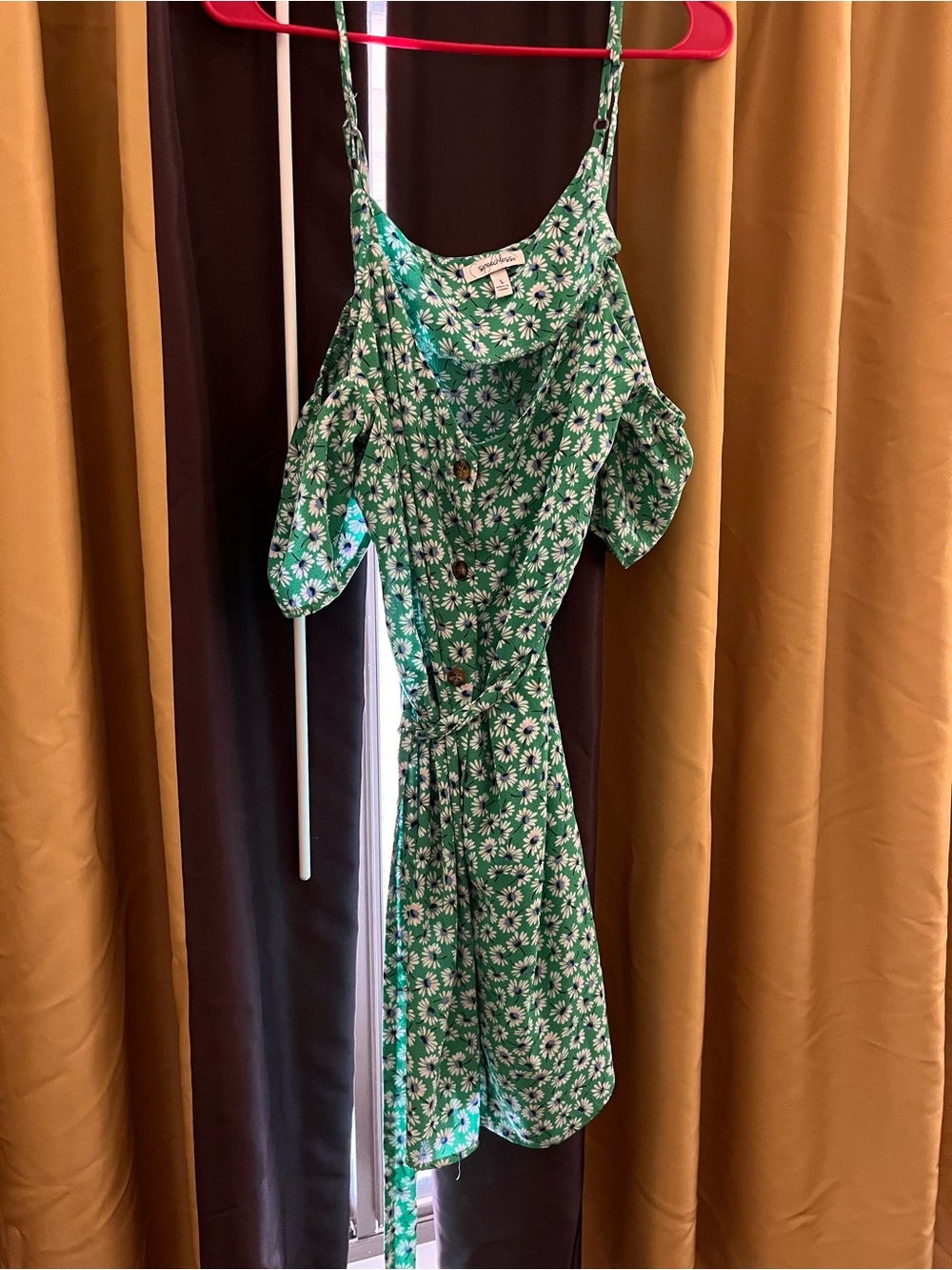 Women’s Speechless Green Floral Daisy Dress Country Nature Large L Summer 887